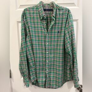 Ralph Lauren Shirt Men XL plaid Pattern Buttons EUC